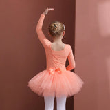 Girls Ballet Dance Tutu Dress Kids Short /Long Sleeves Tulle Bowknot Skate Gymnastics Christmas Birthday Party Leotard Dancewear