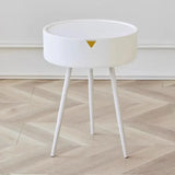 Cream style round bedside table modern bedroom storage cabinet high-end fashionable storage cabinet