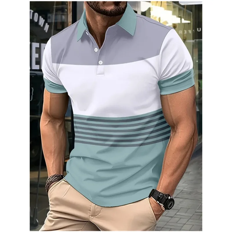 Summer New Men Polo Shirt Personalized Business Casual Polo Collar Short sleeve Top Fashion Simple Versatile Breathable Clothing