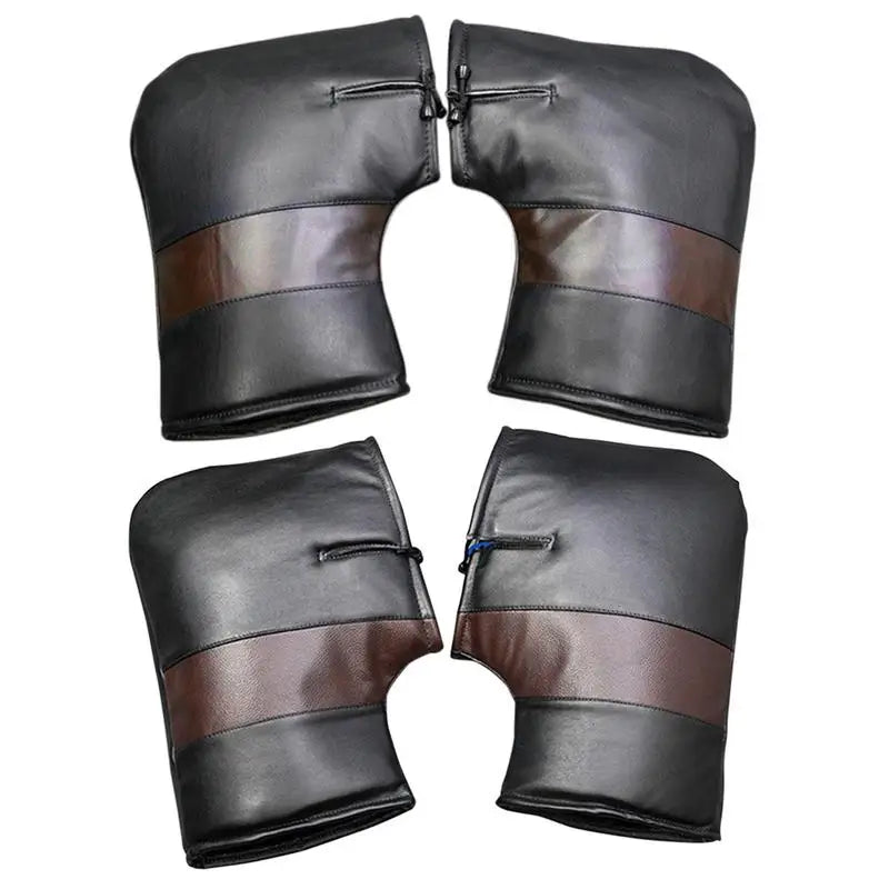 Waterproof Motorcyclist Handlebar Thermal Mittens PU Leather Winter Motorcycle Gloves For Men Snow Mobile Gear Winterization