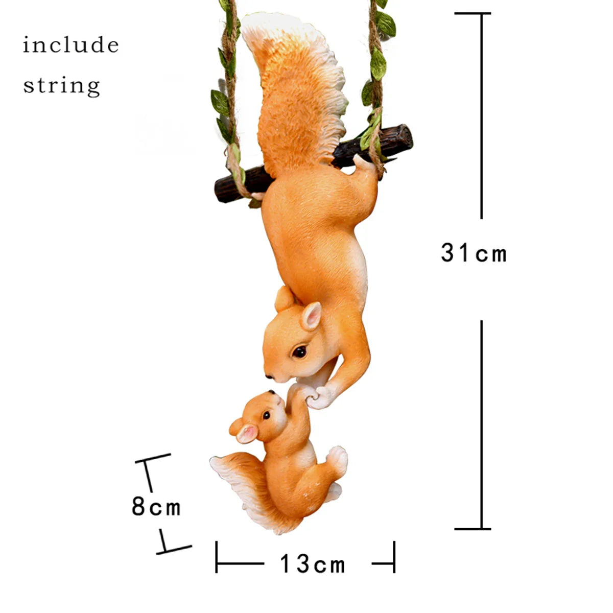 1pc Creative Climbing Rope Squirrel Figurine - Perfect forGarden & Outdoor Decoration!