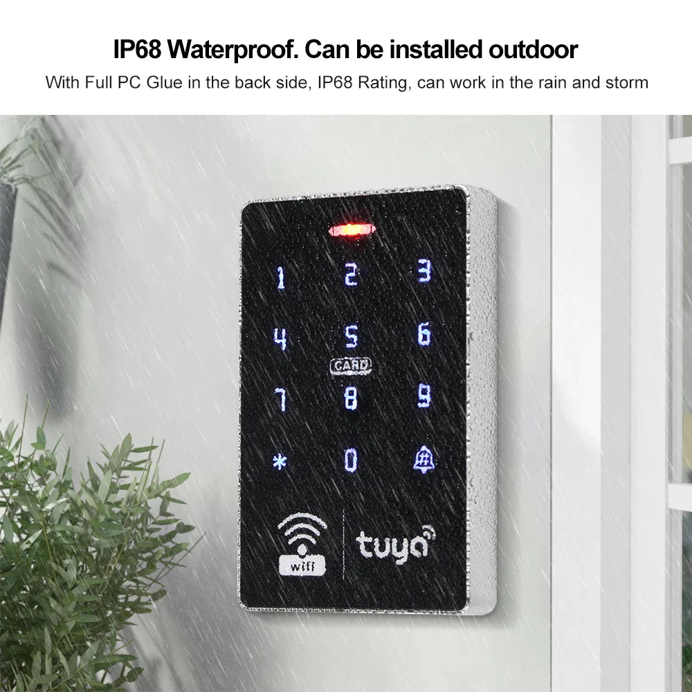 WiFi Tuya Door Access Control Keypad IP68 Waterproof RFID Keyboard Controller Reader Touch Door Opener APP Remote Unlock WG26/34