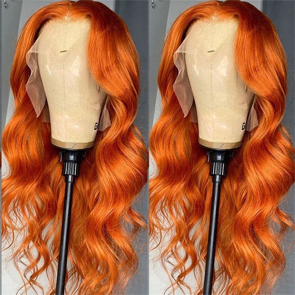 Wiggogo Body Wave 13X6 Hd Lace Frontal Wig Orange Ginger Lace Front Wig Human Hair Hd Lace Wig 13X4 Lace Frontal Human Hair Wigs