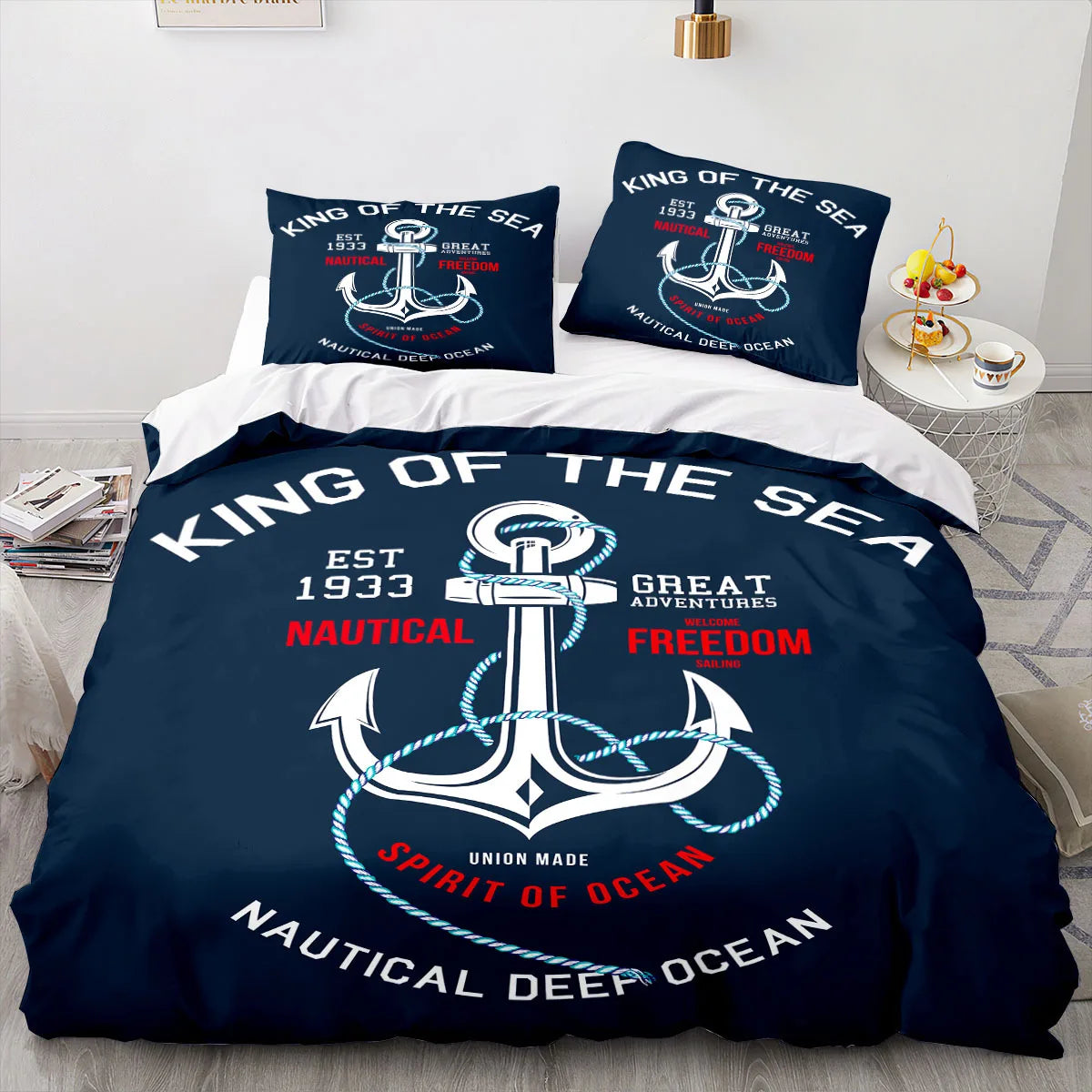 Marine Anchor Bedding Set Ocean Sea 3d Duvet Cover Sets Comforter Bed Linen Twin Queen King Single Size Blue Ship Vessel Kids