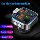 Car Bluetooth 5.0 FM Transmitter Car MP3 Player Large Microphone Dual USB Fast Charger QC3.0 PD20W Car Electronics Accessories