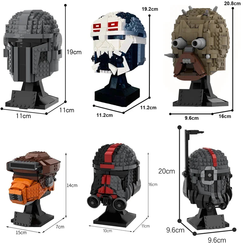 Space Wars Wreckers- Helmets Samurai Helmet Building Blocks Bountyed-Hunter-Helmets Collection Bricks Toy for Kids gift