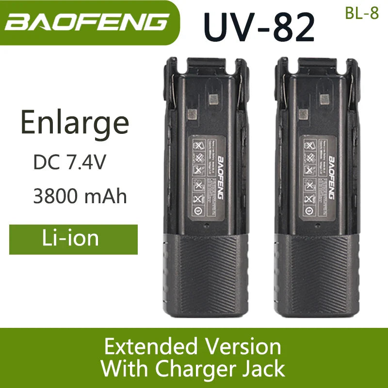 Baofeng UV 82 BL-8 Battery Walkie Talkie Ham Radio 2800/3800/4200 mAh Enlarge UV82 Plus UV-8D UV-82WX Original Radio Accessories