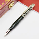 MOM Ca Santos De Rollerball Ballpoint Pens Writing Stationery Luxury Office Gift With Unique Carving Metal Dark Green Silver