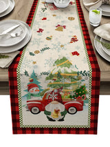 Christmas Snowflake Texture Linen Table Runners Wedding Decoration Washable Holiday Party Dining Table Runner Table Decoration