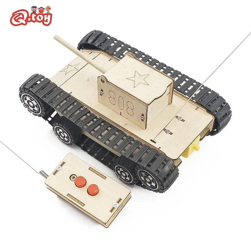 Remote Control Stem Educational Toy Tank Model Technology Experimental Science Wooden Steam DIY Assemble Puzzle Teaching Aids