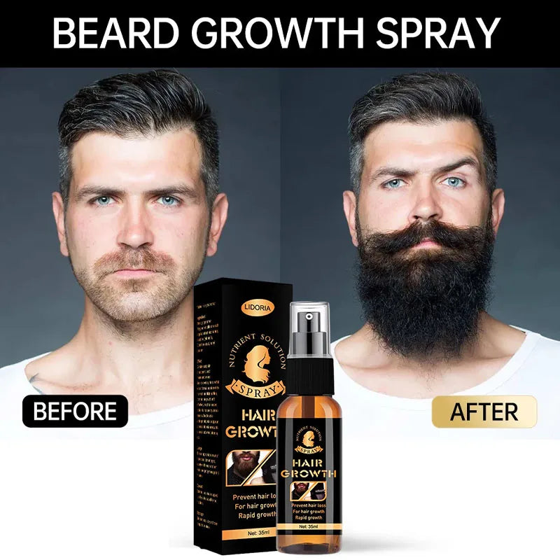 Beard Growth Serum Spray Fast Styling Hair Growing Essential Oil Thicker Longer Fuller Beard Softening Moisturizing Beard Care