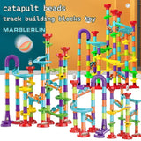 Creativity Marble Run Race Catapult Track Maze Building Blocks 93/113/142pcs Slide Beads Educational Toy Kids Gift Race Ball Toy