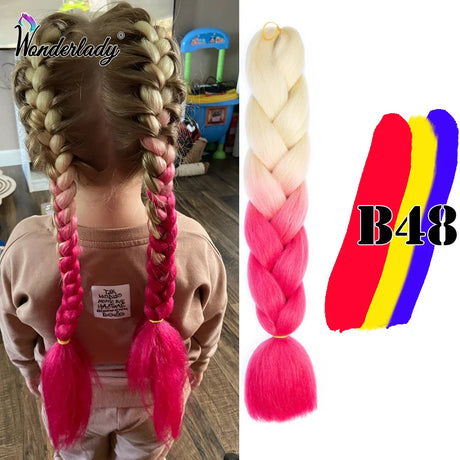 WonderLady 255 Color Long Colored Braiding Hair Jumbo Braids DIY Hairstyle Ombre Synthetic Hair Extensions For Women Braiding