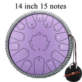 Hluru Glucophone Steel Tongue Drum 14 Inch 15 Notes Tone Key C Ethereal Drum 13 Inch Handpan Percussion Musical Instrument