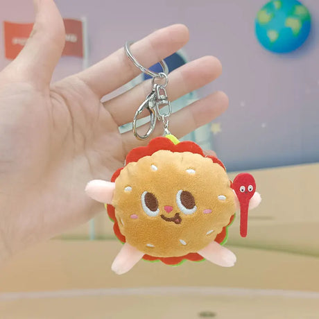 12cm Kawaii Food Bread Hamburger Hot Dog French Fries Plush Doll Soft Stuffed Plush Pendant Keychains for Children Gifts Toys