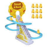 Kids Electric Small Duck Climbing Stairs Toy DIY Rail Racing Track Music Roller Coaster Duck Toy For Baby Kids Gift