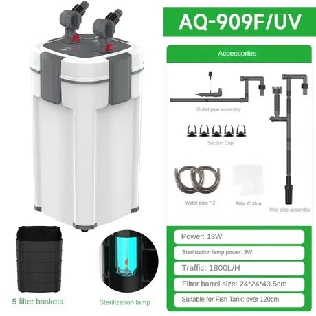 UV Lamp New Arrival white Color Aquarium External Canister Filter Equipments Fish Tank And Pond Aquariums Accessories Pump