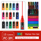 Japan Posca Marker Pen Set Non-Toxic Utilies Escolares Used On Multiple Materials Paper Cloth Glass Canvas Ceramic Plastic Safe