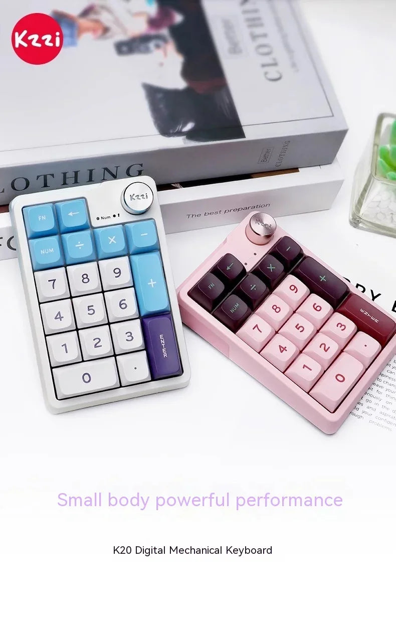 Kzzi K20 Mini Keyboard Keypad Tri Mode Bluetooth Wireless Gasket Mechanical Keyboard Accessory For Computer Office Gaming Gifts