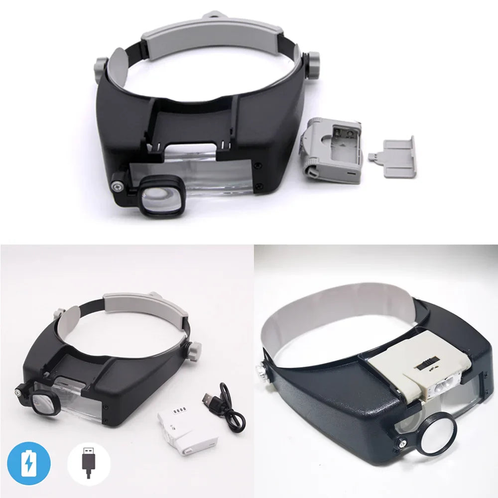 17X Headband Adjustable Magnifier Eye Glasses Magnifying Glasses with Led Lights Loupe Glasses for Reading Repair Soldering