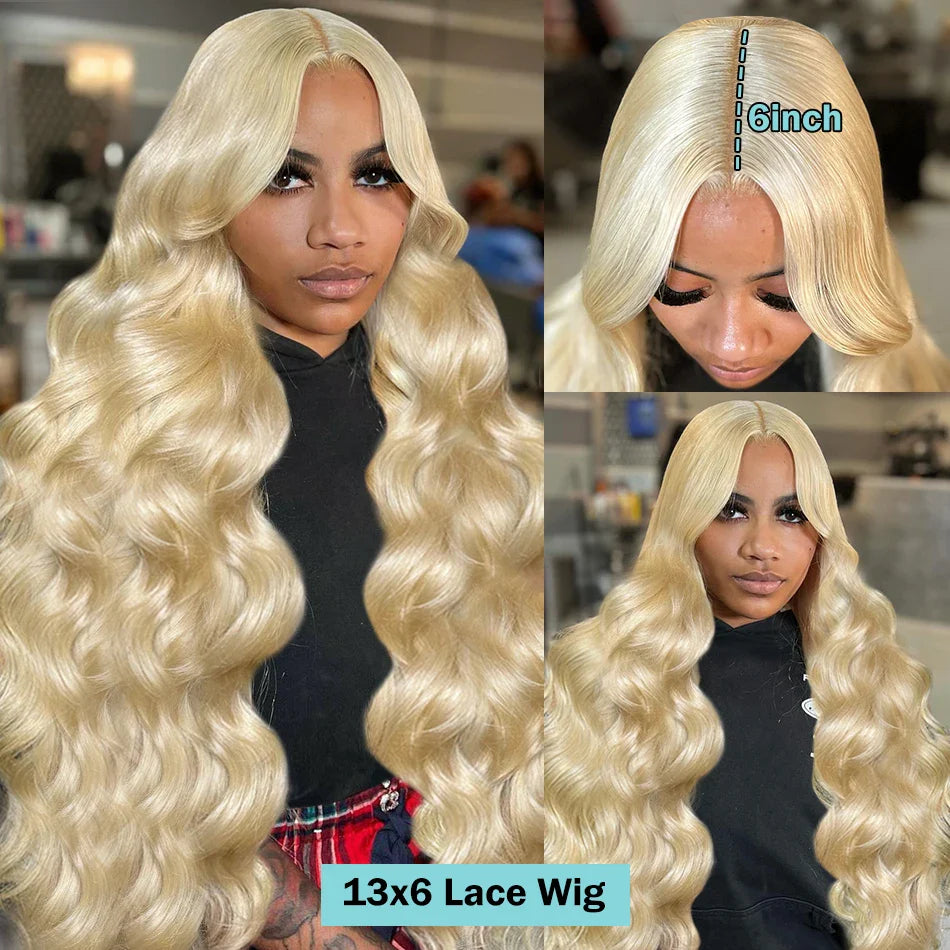 250% 613 Honey Blonde Body Wave 13x6 HD Transparent Lace Front Human Hair Wigs 30 32 Inch Color 13x4 Lace Frontal Wig For Women