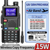 UV-5RH Pro Max 15W Air Band Walkie Talkie Wirless Copy Frequency Tri Power Type-C NOAA Long Range Baofeng 5RM Ham Two Way Radio