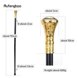 Gold Luxury Sika Deer Head Single Joint Walking Stick with Hidden Plate Self Defense Fashion Cane Plate Cosplay Crosier 93cm