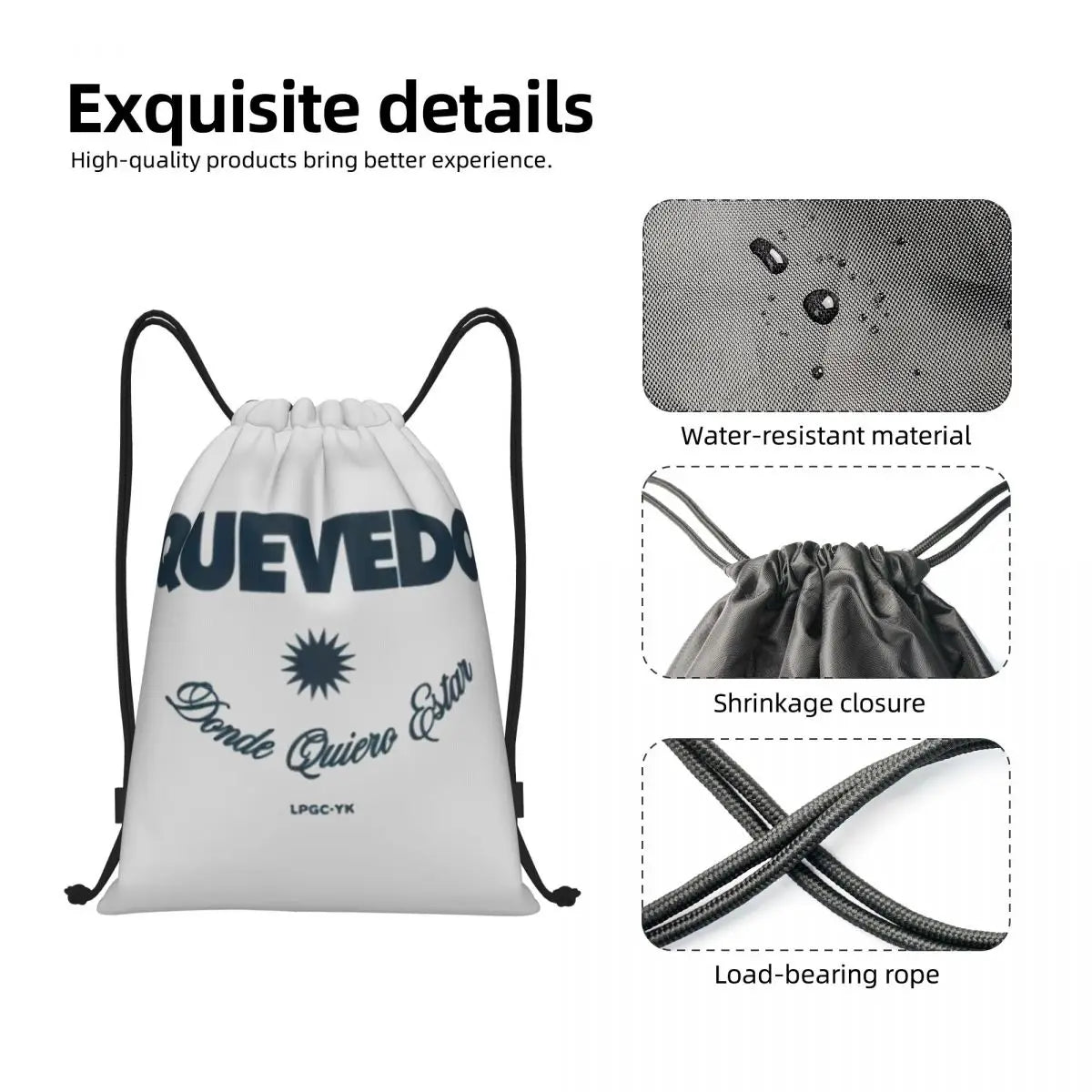 Quevedo Album Drawstring Backpack Sports Gym Sackpack Donde Quiero Estar String Bag for Exercise