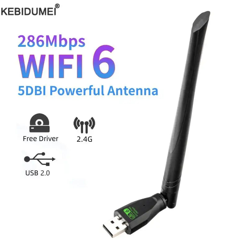 WIFI 6 USB Adapter AX300 Wireless Adapter Wlan Signal Receiver With High Gain Antenna 802.11n For Win10/11 Driver Free