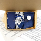 Viola Design Gift Box Hot Solid Floral Cotton Sock Necktie Set Clip Cufflinks Pin Hanky Men Wedding Party Daily Cravat Accessory