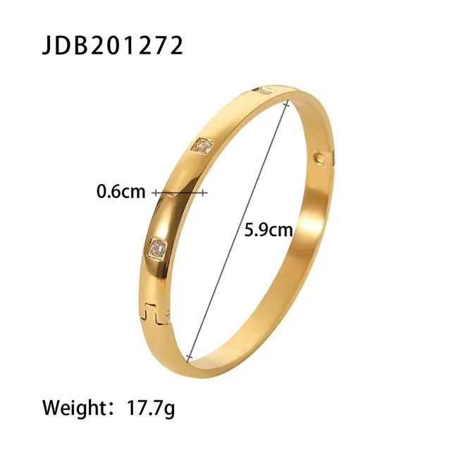 Youthway 18k Gold Stainless Steel Bangles Winter Stacking Cubic Zirconia Opening Bracelet for Women Jewelry Gift 2022 NEW