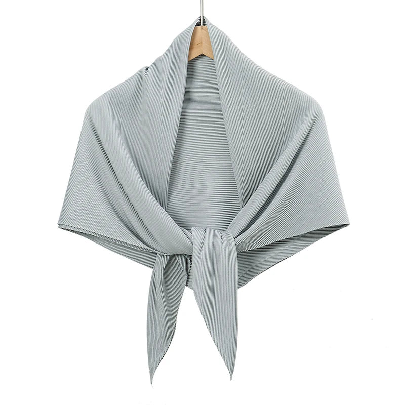 Maldives Wholesale Muslim Pleated Square Scarf Matt Silk Plain Hijab Women Crinkle Satin Headscarf Premium Soft Wrinkle Scarves