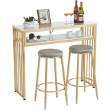 GOLASON Bar Table Gold Bar Table, High Top Pub Tables for Kitchen, Modern Dinning Table