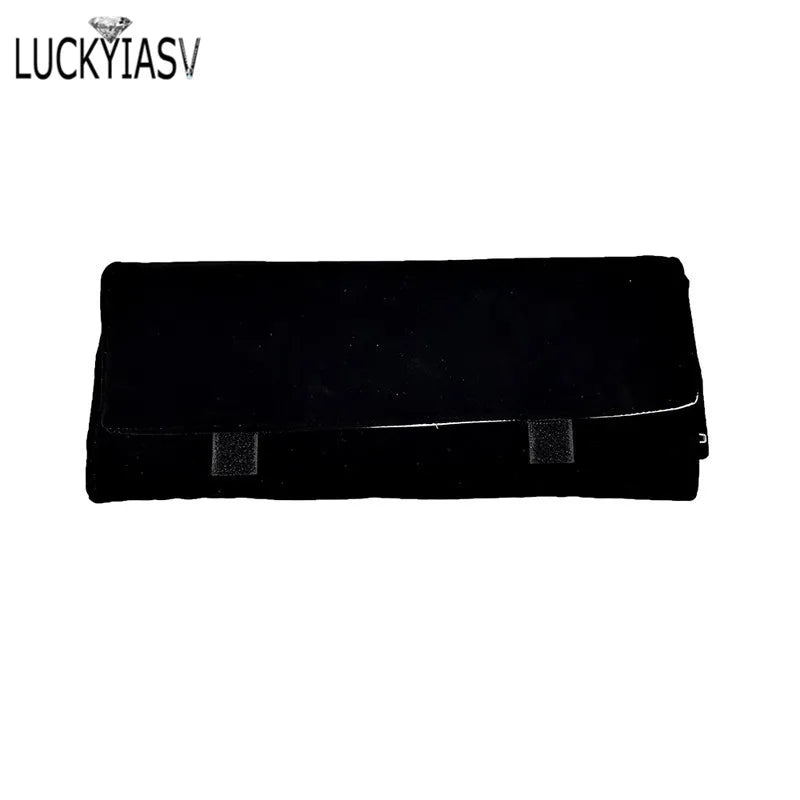 Fashion Black Velvet Zipper Jewelry Roll Bag for Jewellery Ring Earrings Organizer Storage Bag Portable Necklace Display Cases