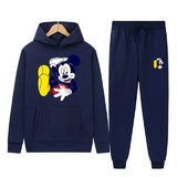 New Disney Mickey Fashion Sports Suit Printed Hoodie + Trousers 2 Pieces Set Spring And Autumn Animation Men And Women Suit