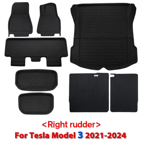 Fits New Tesla Model Y 3 Highland Floor Mat Trunk Luggage Mat LHD RHD 2017 to 2024 Left Right Rudder Four Seasons Floor Liner