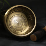 Tibetan Singing Bowl Set Totem Sound Bowl Meditation Bowl Unique Gift Helpful for Meditation Yoga Stress Relief Gold Bowl