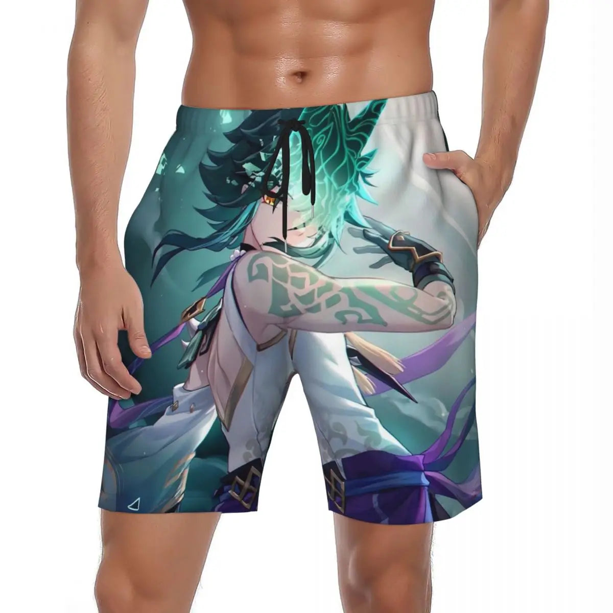 Genshin Impact Board Shorts Summer Anime Print Running Beach Short Pants Men Breathable Classic Custom Large Size Beach Trunks