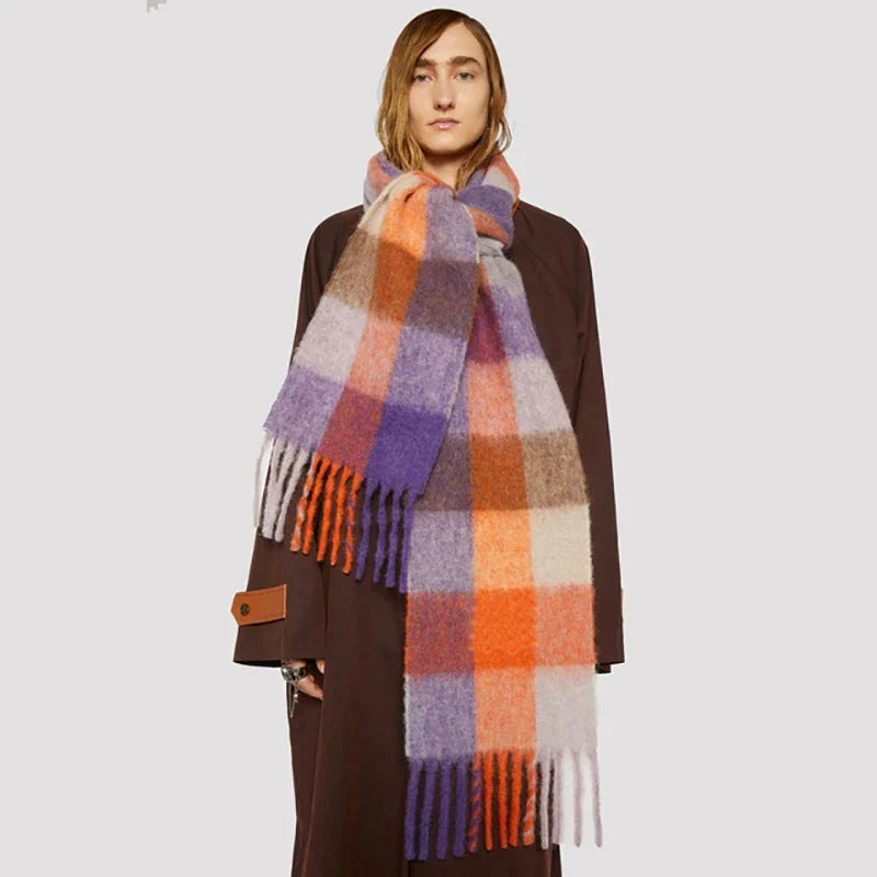 2023 New Men Women Cashmere Scarf Thicked Warm Blanket Colorful Plaid Long Tassels Soft Shawls Neck Wraps Scarves