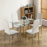 5 Pieces Dining Table Set for 4,Simple Design Kitchen Room Tempered Glass Dining Table,1 table and 4 Chairs,for Dining Room