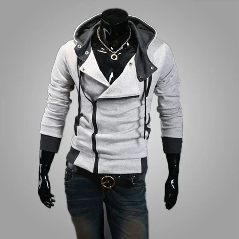 Casual Man Hoodie Sweatshirt 2024 Slim Male Zipper Streetwear Cardigan Hoodies Outerwear Black Sportswear Men Hooded Jacket