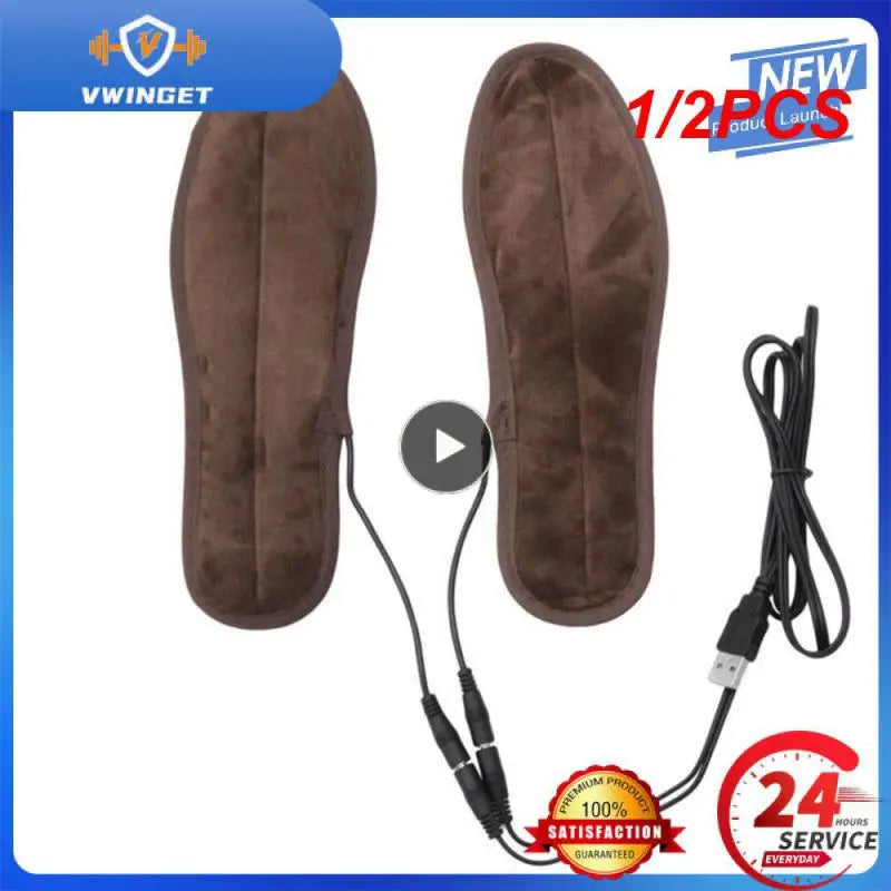 1/2PCS Heated Insoles Winter Shoe Inserts USB Charged Electric Insoles For Shoes Boot Keep Warm With Fur Foot Pads Shoes Insole