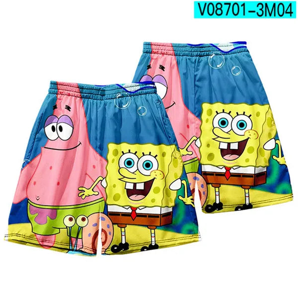 Anime Patrick Star shorts Boys Sports Shorts Fitness Basketball Beach Pants Squidward Tentacles Travel College Casual Gym shorts