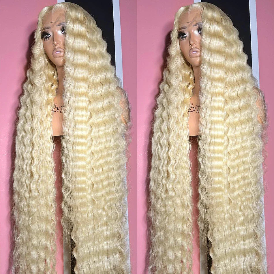 30 38 Inch Honey Blonde 613 Deep Wave13x4 Hd Lace Frontal Wig Brazilian 13x6 Transparent Lace Front Color Curly Wigs Human Hair