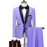 Men Skinny 3 Pieces Set Formal Slim Fit Tuxedo Prom Suit / Male Groom Wedding Blazers High Quality Dress Jacket Coat Pants Vest