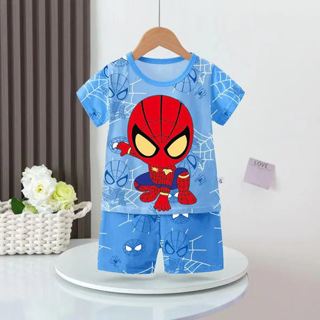 Anime Summer Kids Ice Silk Pajamas Kawaii MyMelodys Kuromis Cinnamorolls Cartoon Short Sleeve Cardigan Loungewear Set