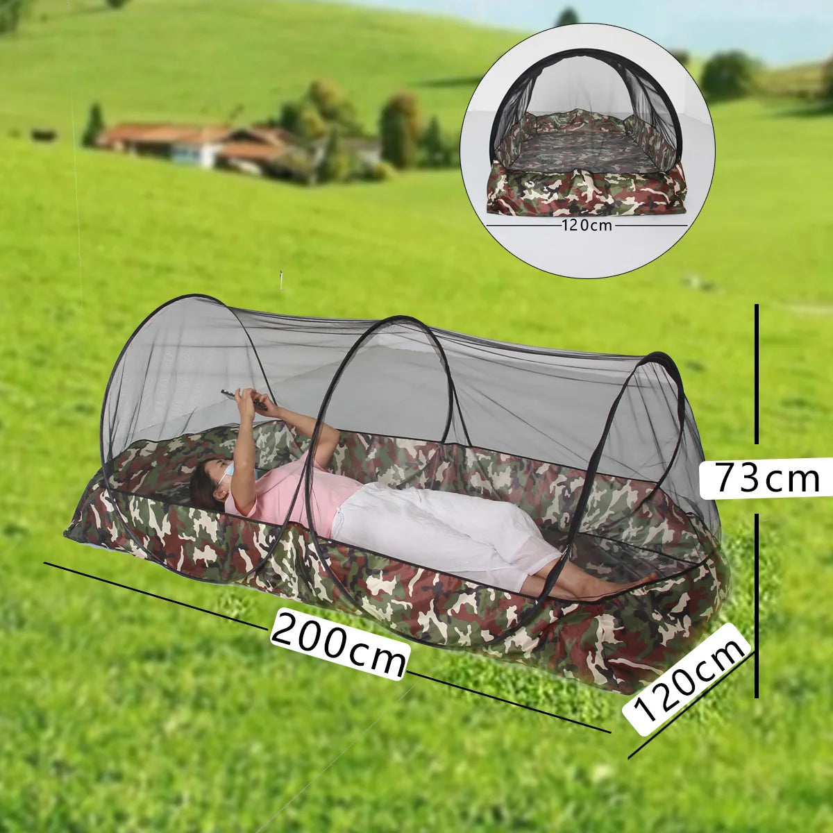 Camping Mosquito Net Tarp Tents Waterproof Travel Folding Portable for Trips Outdoor Garden Single-door Dormitory Anti-mosquito.