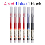 6Pcs/Set Quick-Drying 0.5mm Roller Pen High Capacity Black/Red/Blue Ink Straight Liquid Rollerball Gel School Office Stationery