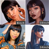 Straight Bob Wig With Bangs Natural Short Straight Wigs For Black Women Machine Made Glueless Brazilian Virgin Hair Bangs Wigs