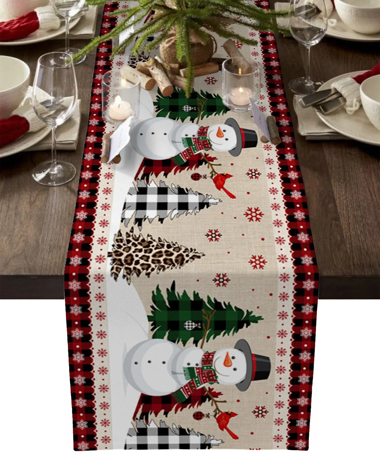 Merry Christmas Tree Ball Linen Table Runners Holiday Party Decor Reusable Dining Table Runenrs Wedding Navidad Decorations